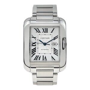 Cartier Tank Anglaise Stainless Steel Roman 30mm Automatic Men's Watch 3511